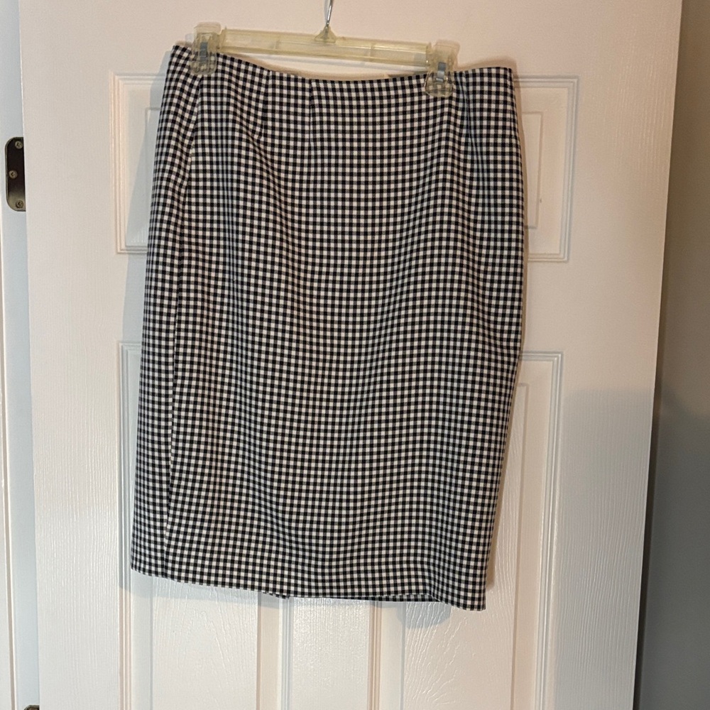 Kasper Black and White Gingham Pencil Skirt